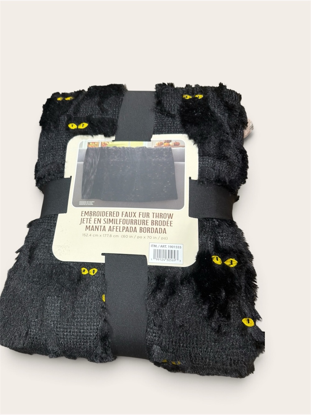 VIRAL TIK TOK COSTCO EMBROIDERED FAUX FUR HALLOWEEN FALL THROW BLACK CAT NWT
